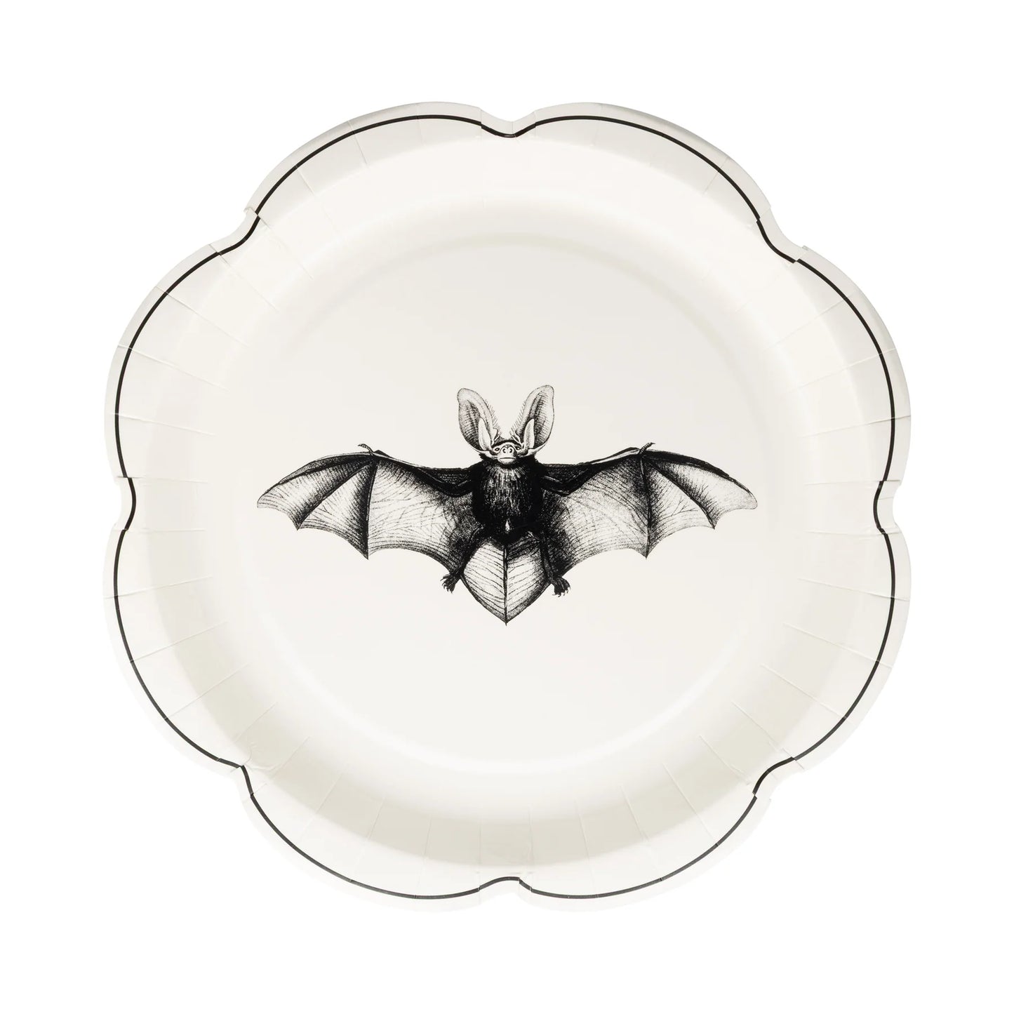 Decorative plate with a bat illustration on a white background