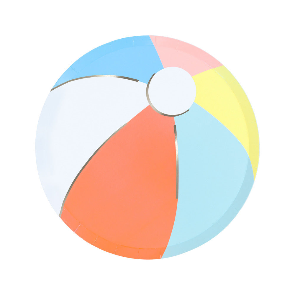 Meri Meri beach ball shaped side plate with pastel summer colours, perfect for pool parties and beach themed celebrations, available at our Toronto party shop.