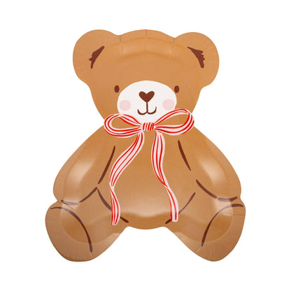 Cute teddy bear party plates sold in Toronto at Confetti My Party, designed to pair with red, pink, and Valentine’s décor