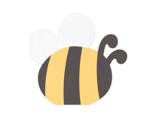 Bee-shaped napkins with yellow and black stripes on a white background- sold in Toronto.