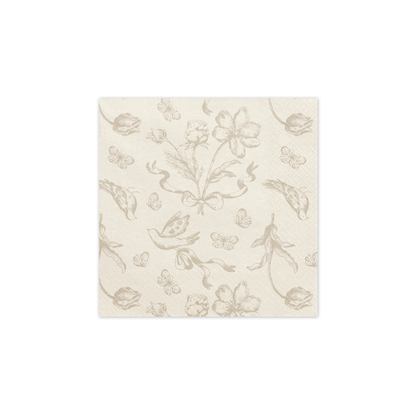 FLORAL BEIGE PAPER NAPKINS