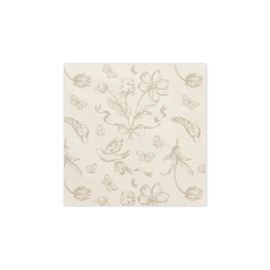 FLORAL BEIGE PAPER NAPKINS