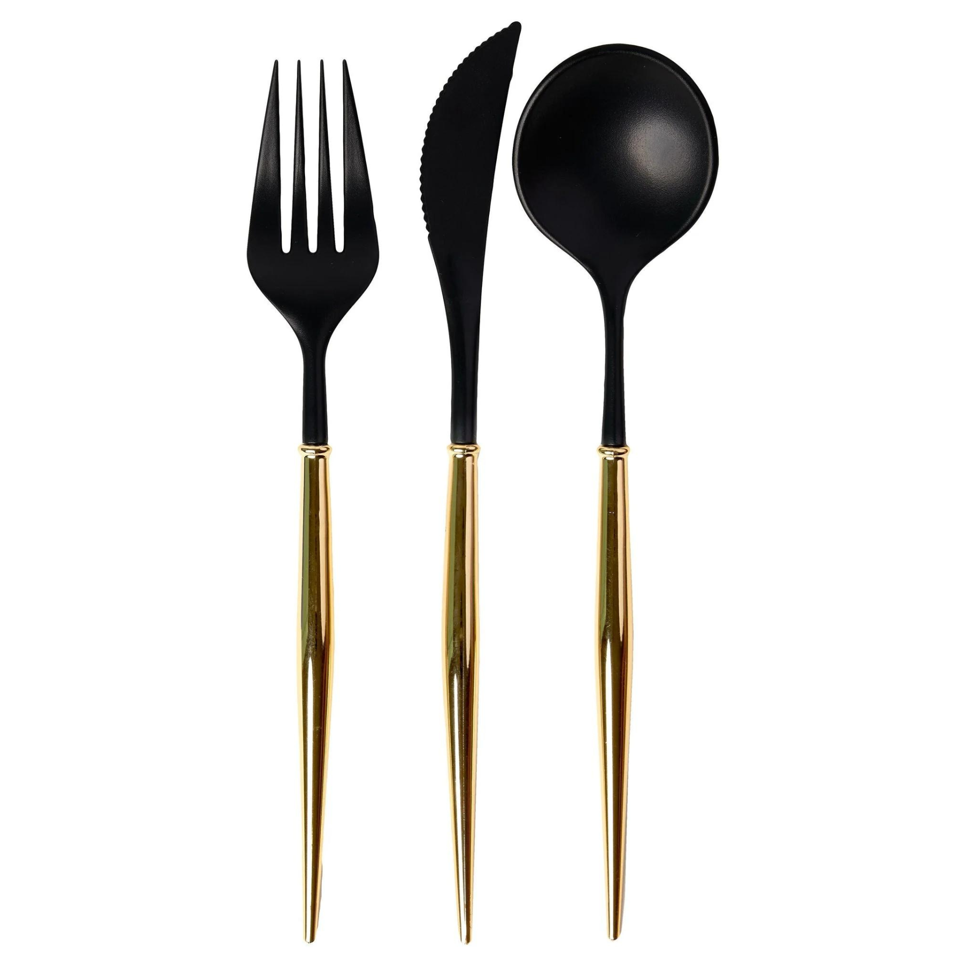 black and gold plastic cutlery set