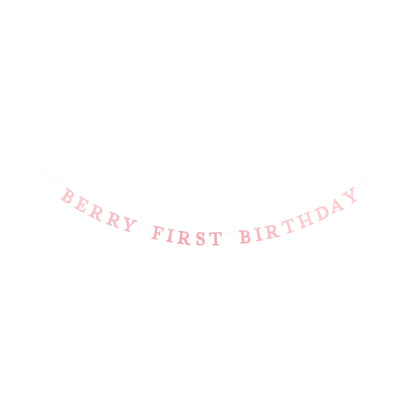 Pink Berry First Birthday paper letter banner
