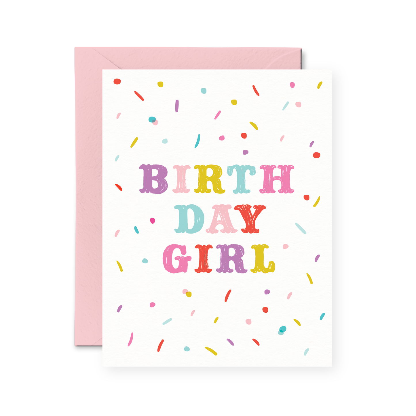 Colourful birthday girl greeting card with confetti details available in Toronto and shipping across Canada.