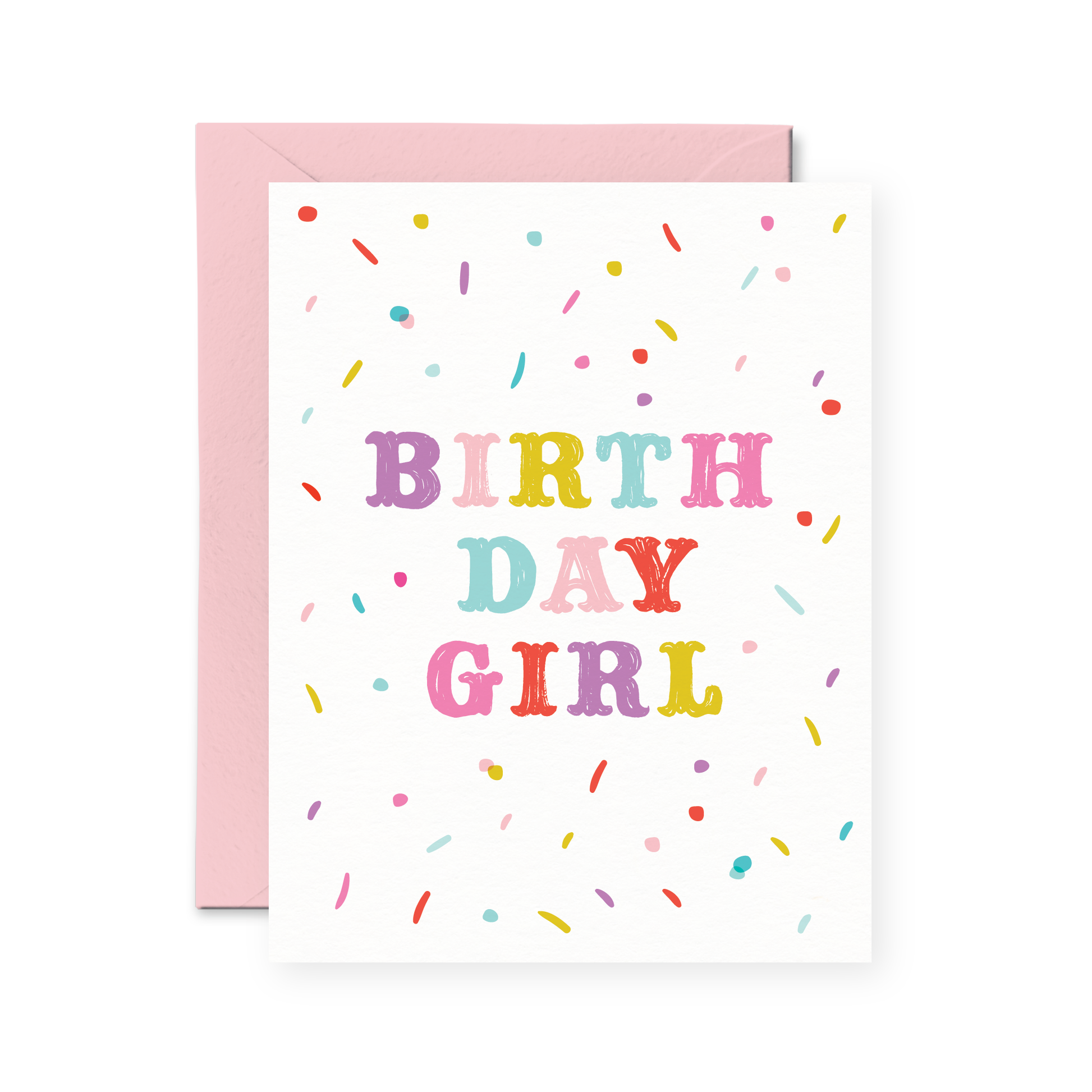 Colourful birthday girl greeting card with confetti details available in Toronto and shipping across Canada.