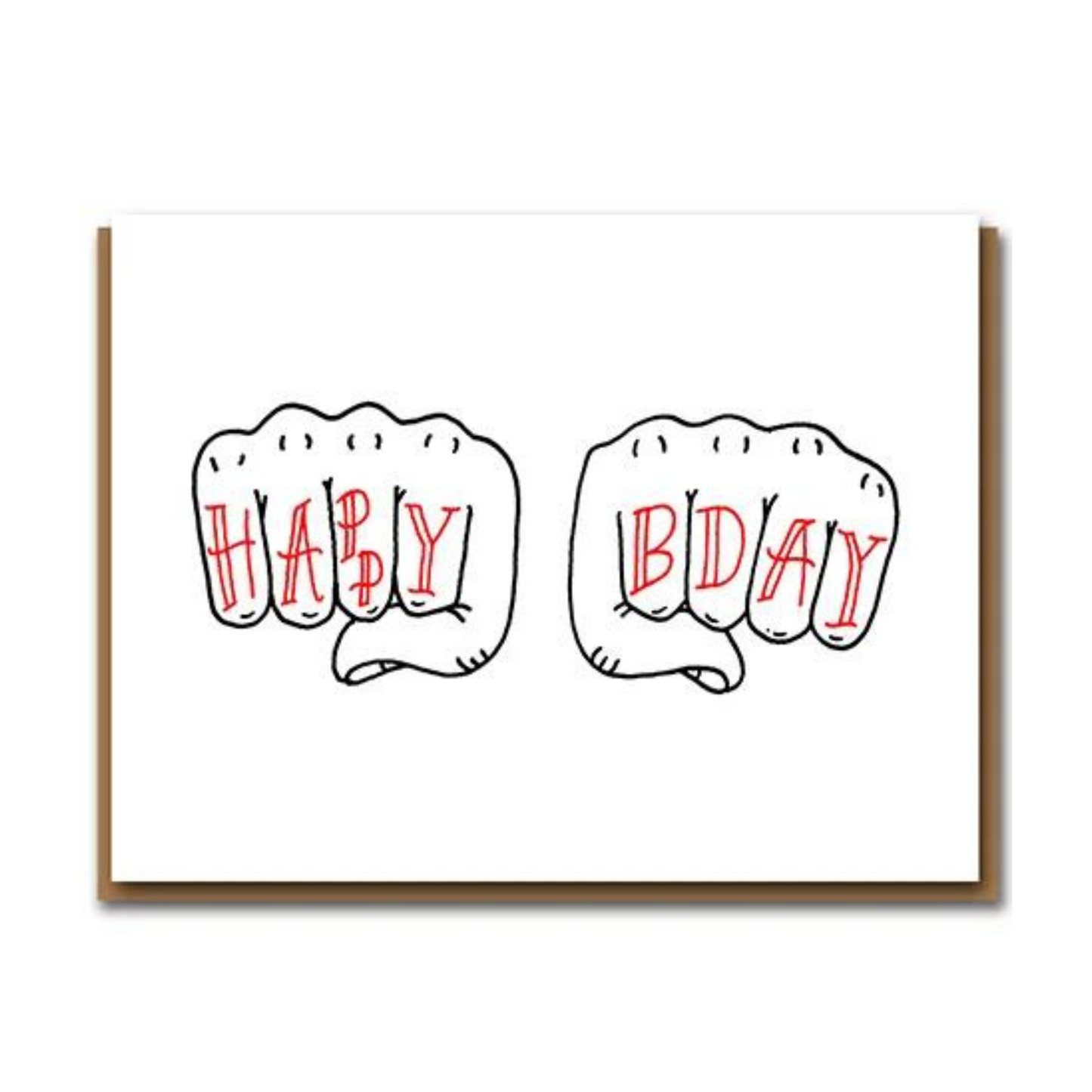 happy birthday card with knuckles illustration