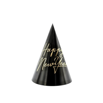 BLACK NEW YEARS PARTY HATS