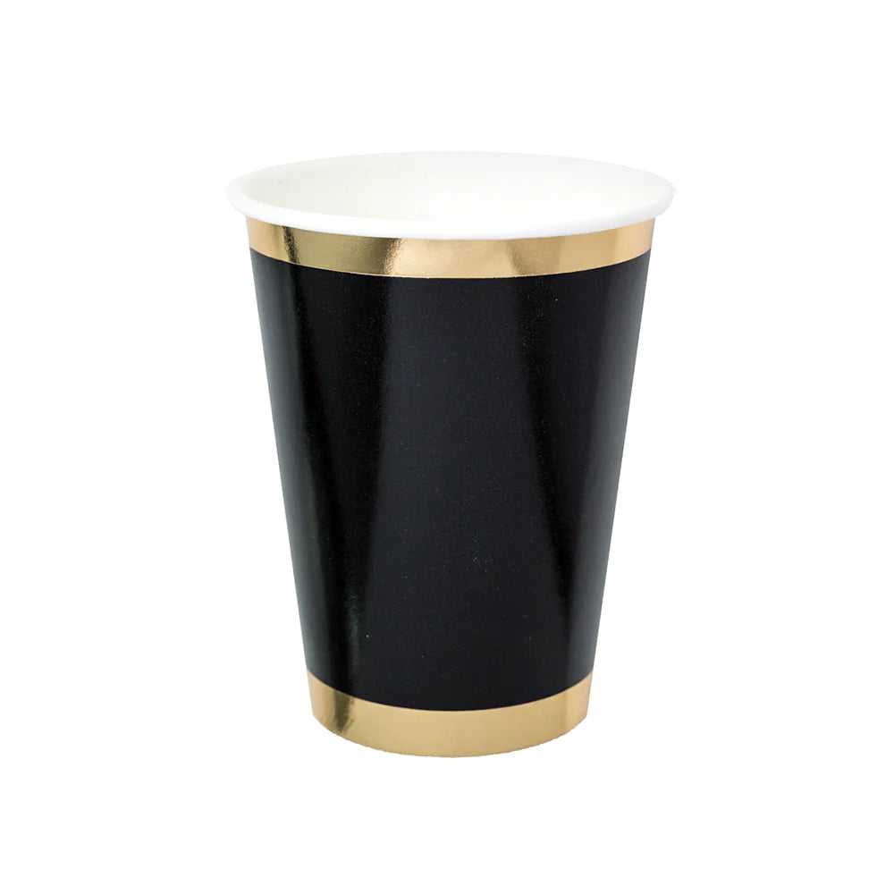 black with gold trim paper cups