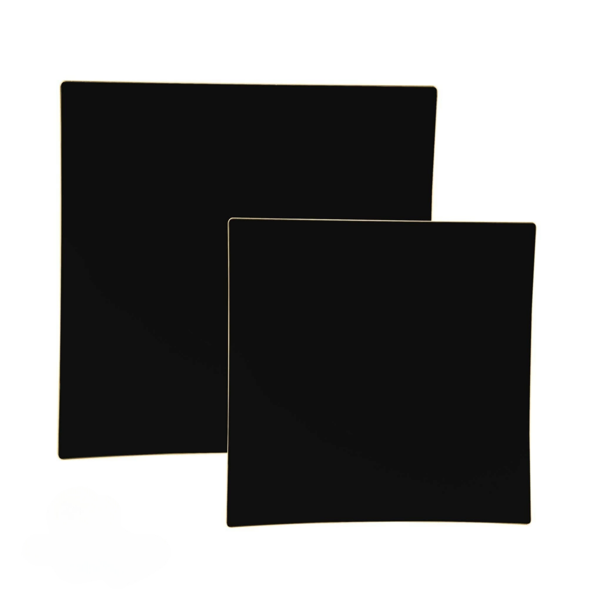 BLACK GOLD SQUARE REUSABLE DINNER PLATES – CONFETTIMYPARTY