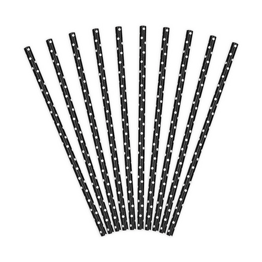 black and white polka dot straws by party deco