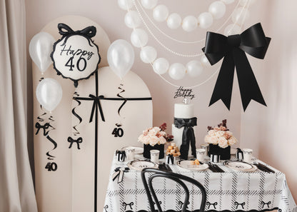 black bows 40th birthday set up
