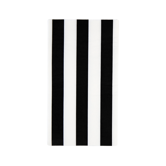 Single black cabana stripe dinner napkin with bold vertical stripes, sold at Confetti My Party in Toronto.