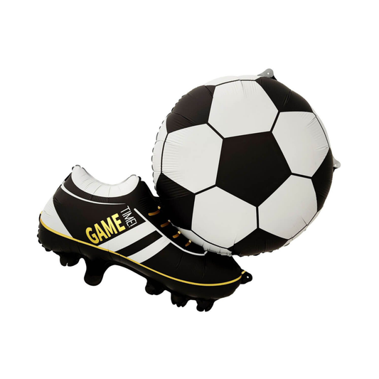 BLACK CLEATS KICKING SOCCER FOIL BALLOON