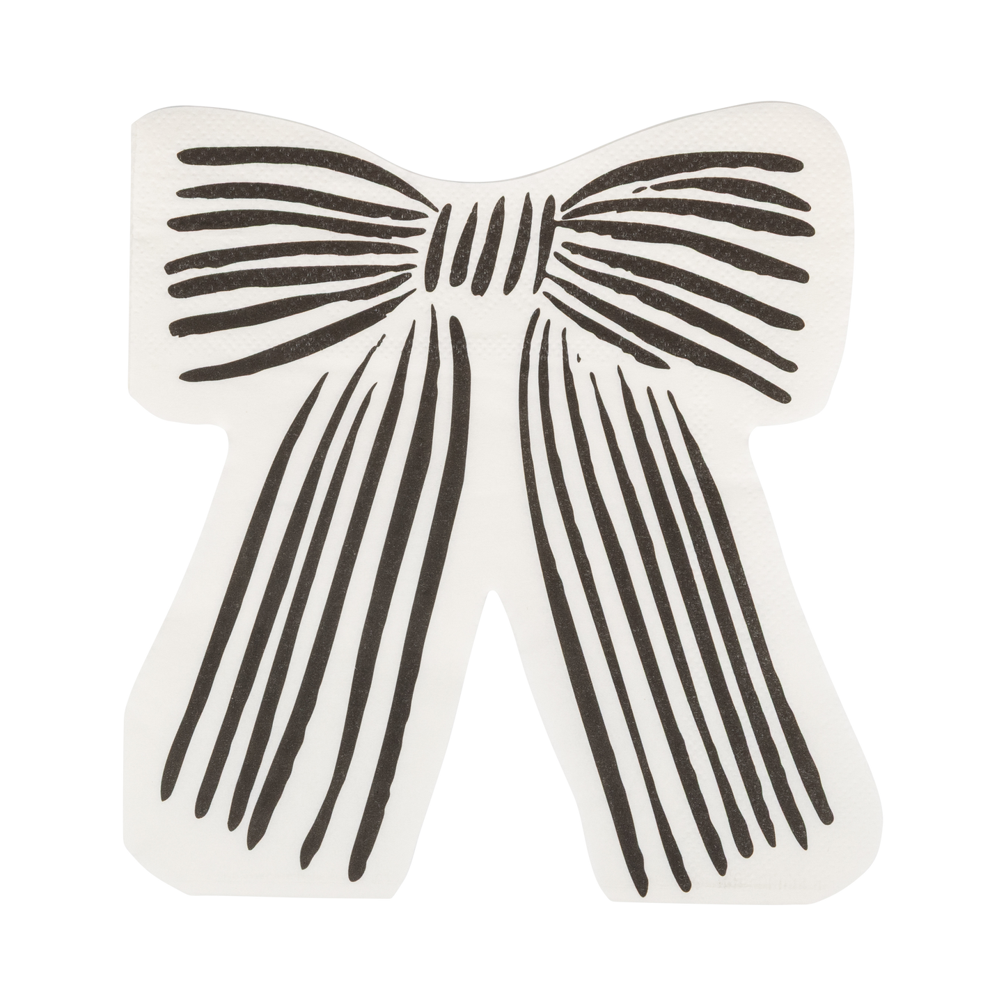 White ceramic bow-shaped napkins with black lines on a white background
