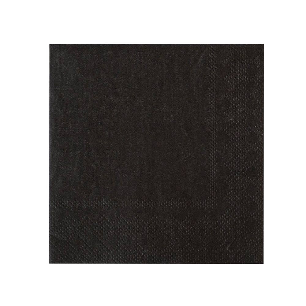 Solid black dinner napkin with a classic folded finish, available at Confetti My Party in Toronto