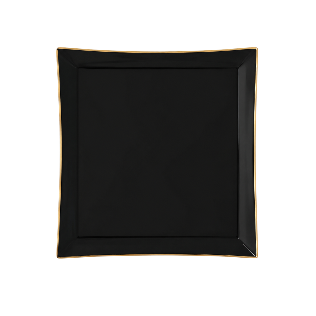 BLACK & GOLD SQUARE REUSABLE DESSERT PLATES | 10 PIECES