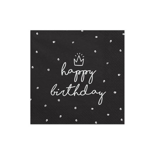 BLACK HAPPY BIRTHDAY NAPKINS