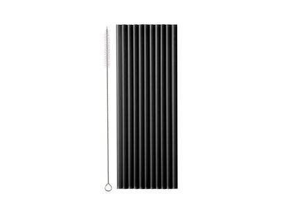 Black reusable straws with cleaning brush available in Toronto and shipping across Canada