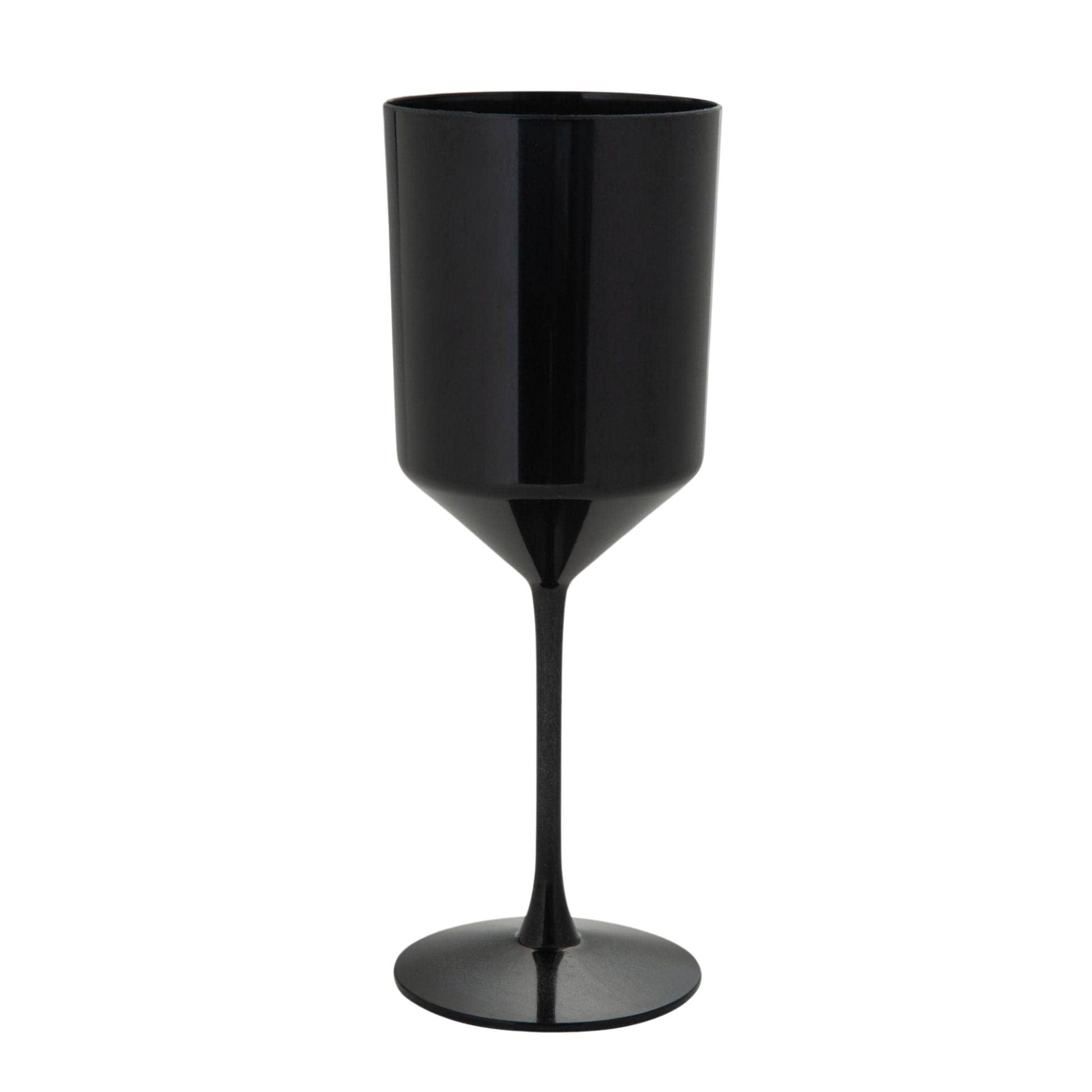 black reusable wine cups with stem
