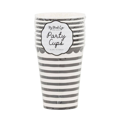 Pack of black and white striped paper party cups by My Mind’s Eye available at our Toronto party shop.
