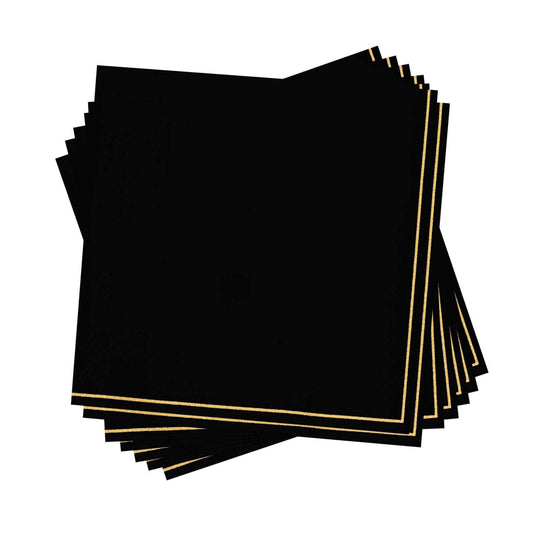 BLACK WITH GOLD COCKTAIL NAPKINS