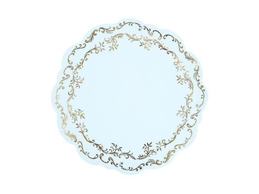 blue and gold scalloped placemats - pack of 6
