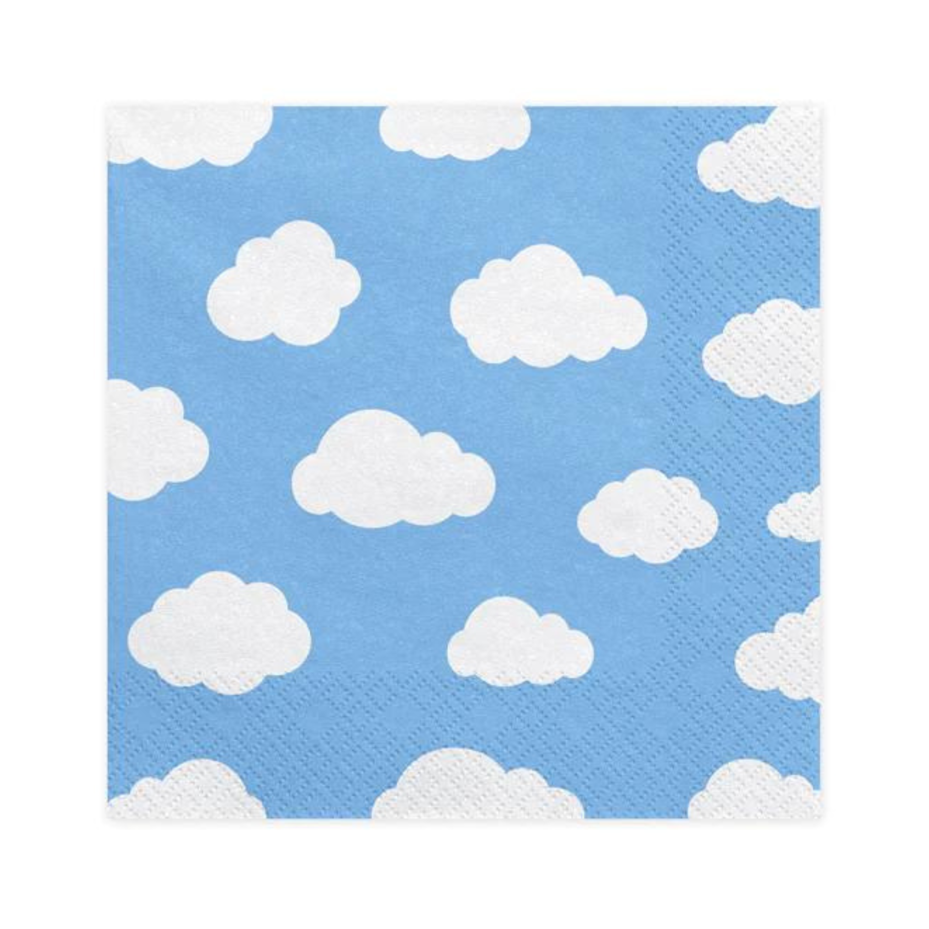 blue napkins with cloud illustrations