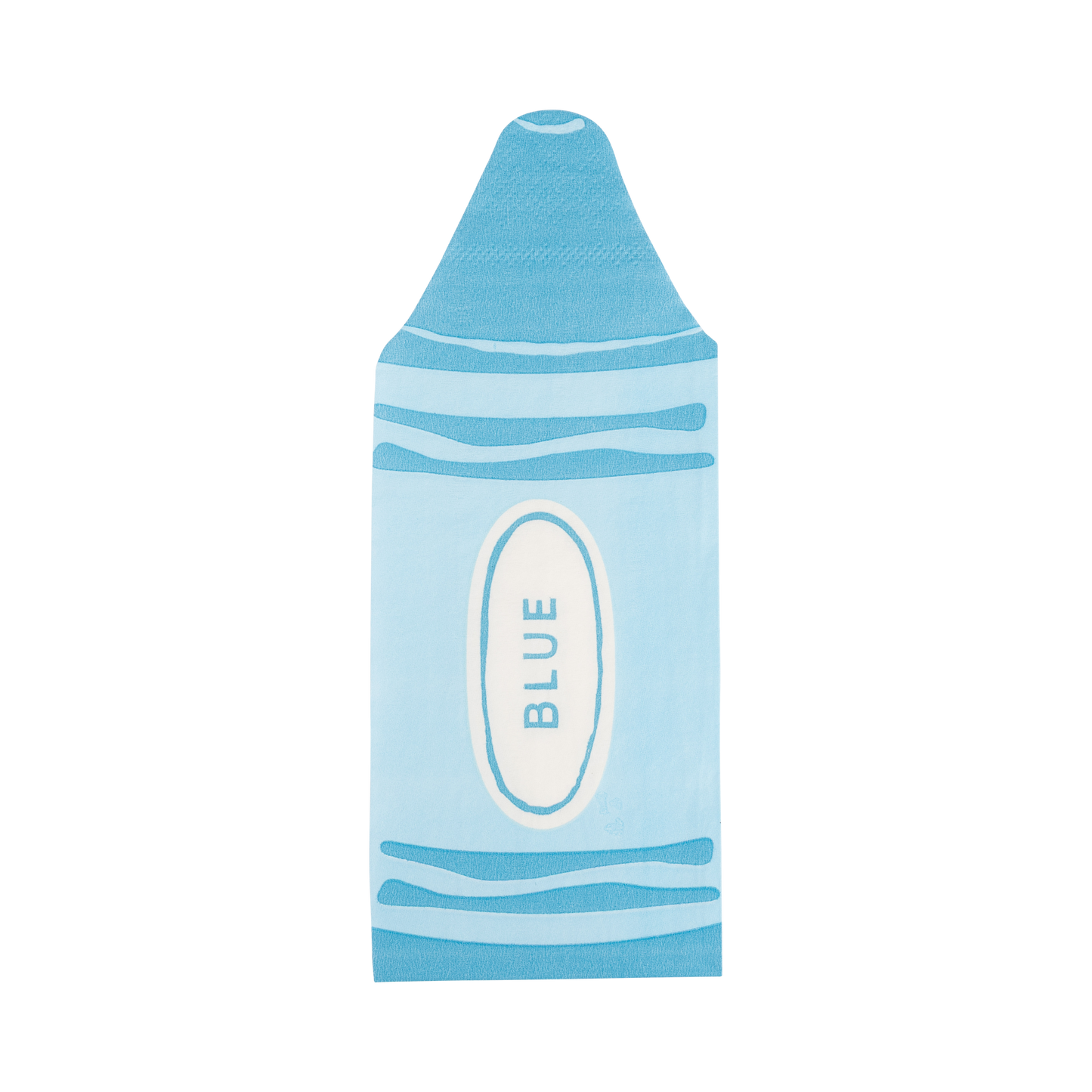 Blue crayon-shaped napkins on a white background