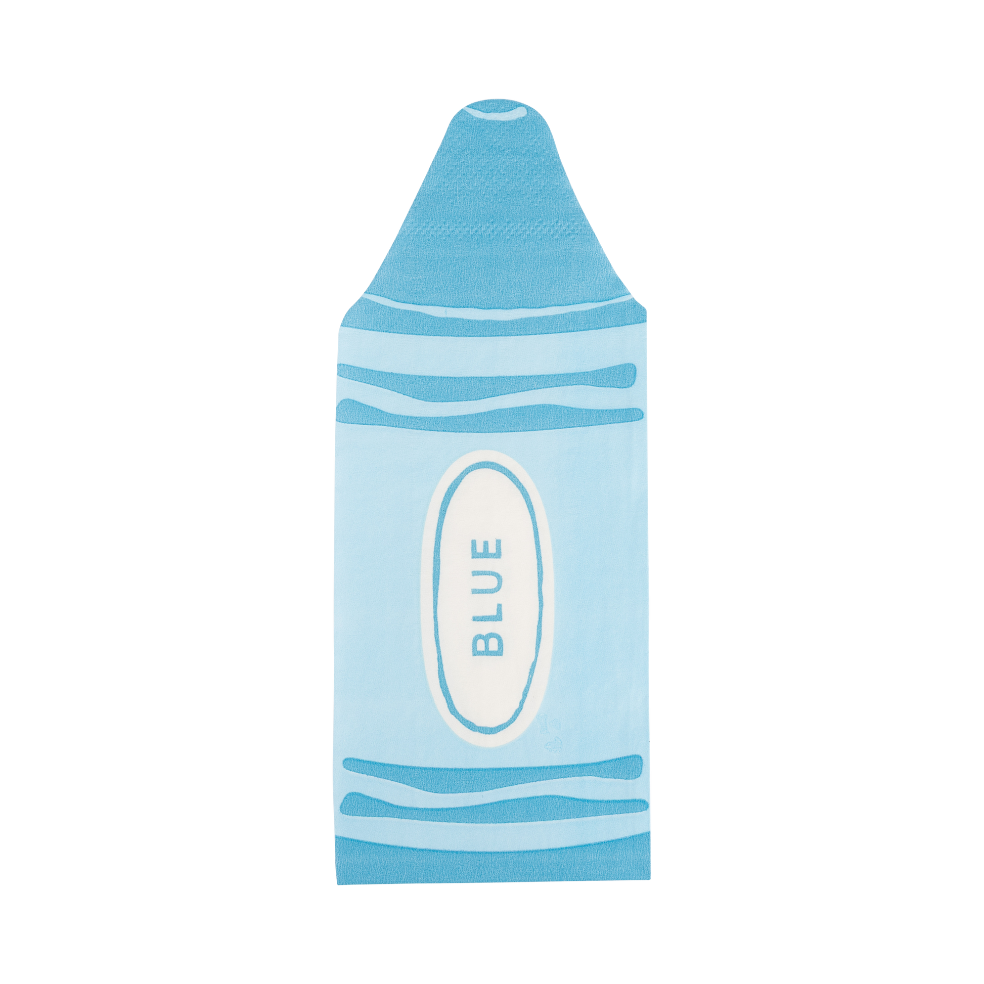 Blue crayon-shaped napkins on a white background