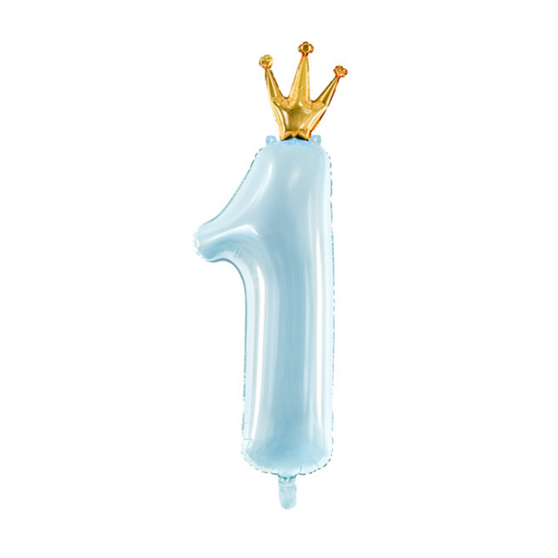 blue number one foil balloon with crown accent