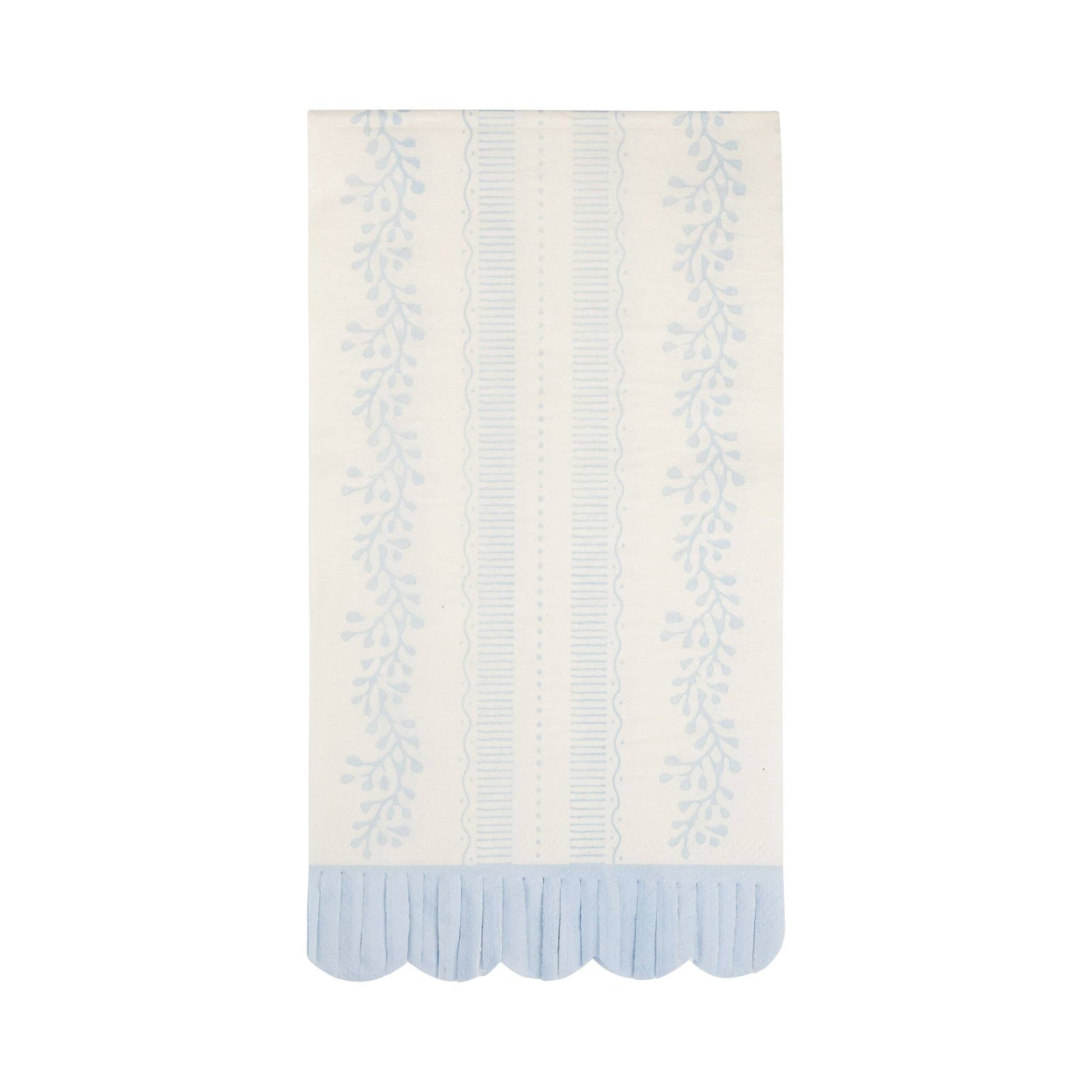 Blue floral guest napkins with scalloped edge for birthdays and parties