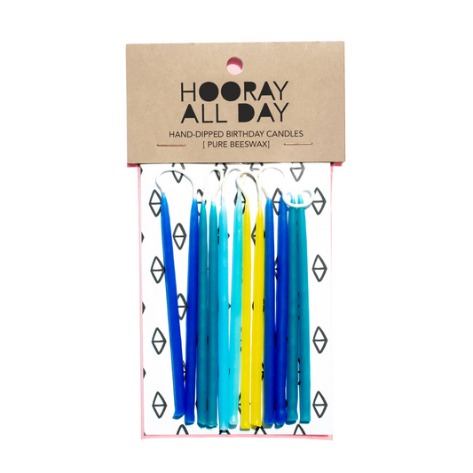 blue hand dripped birthday candles