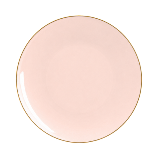 BLUSH & GOLD ROUND REUSABLE DINNER PLATES | 10 PIECES