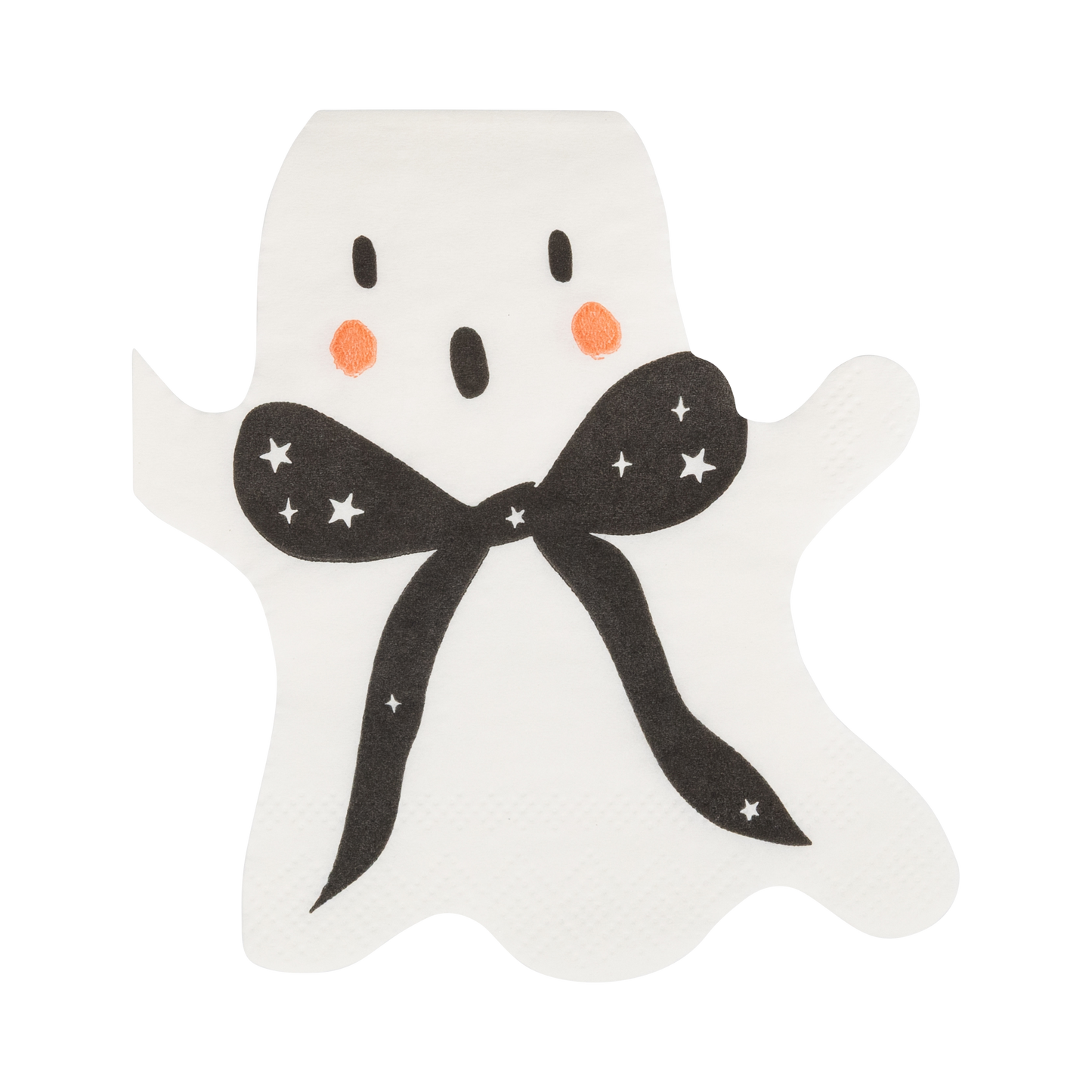 Booquette ghost shaped cocktail napkin with black bow