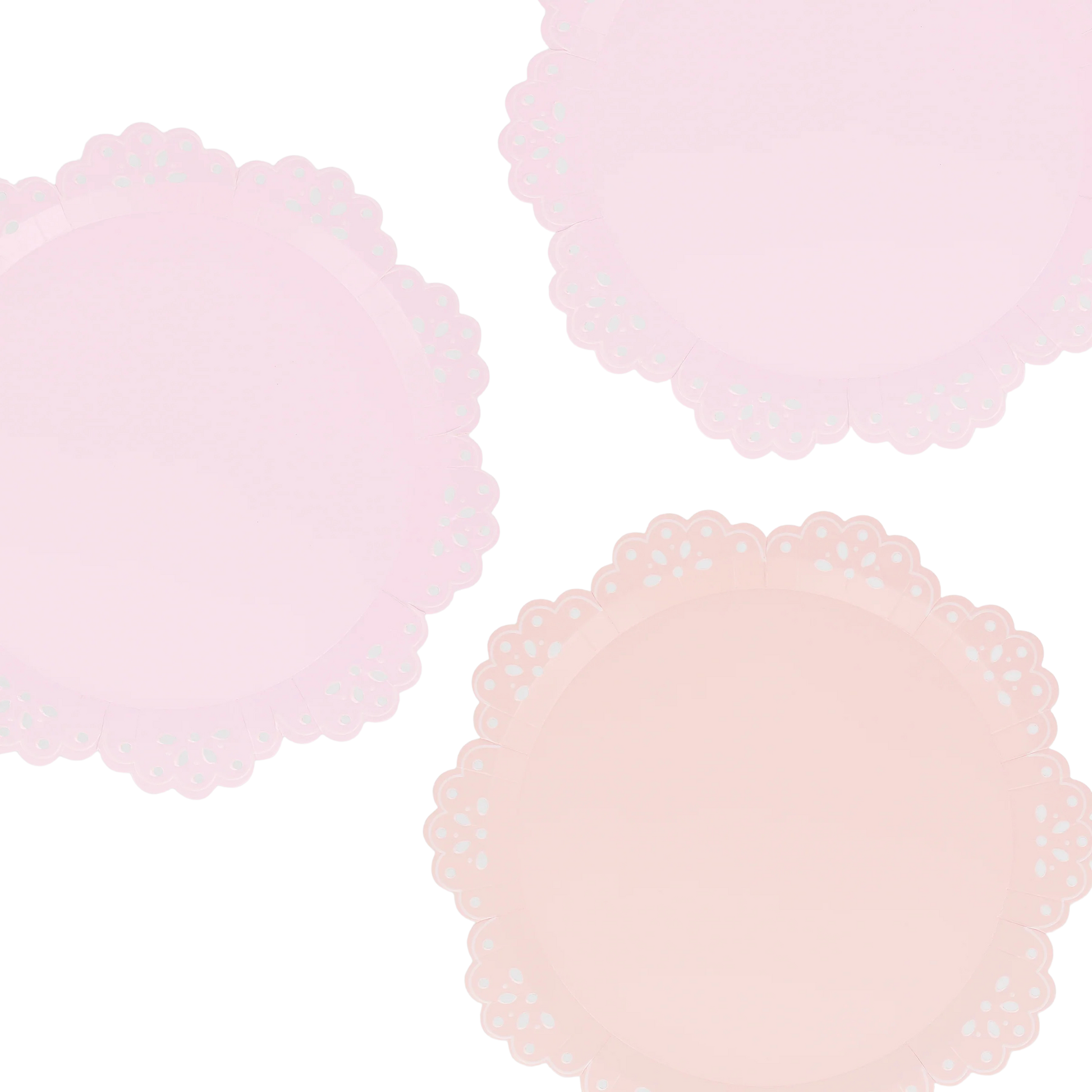 broderie anglaise multi dinner plates by meri meri pack of 8 in two colours pink and peach