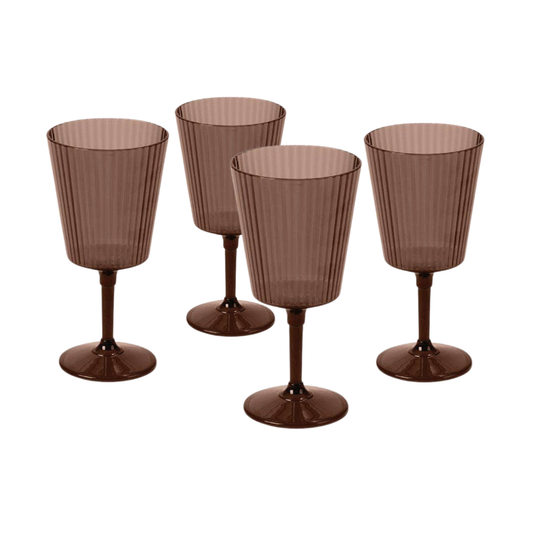 BROWN RIBBED WINE GOBLETS | 4 PIECES
