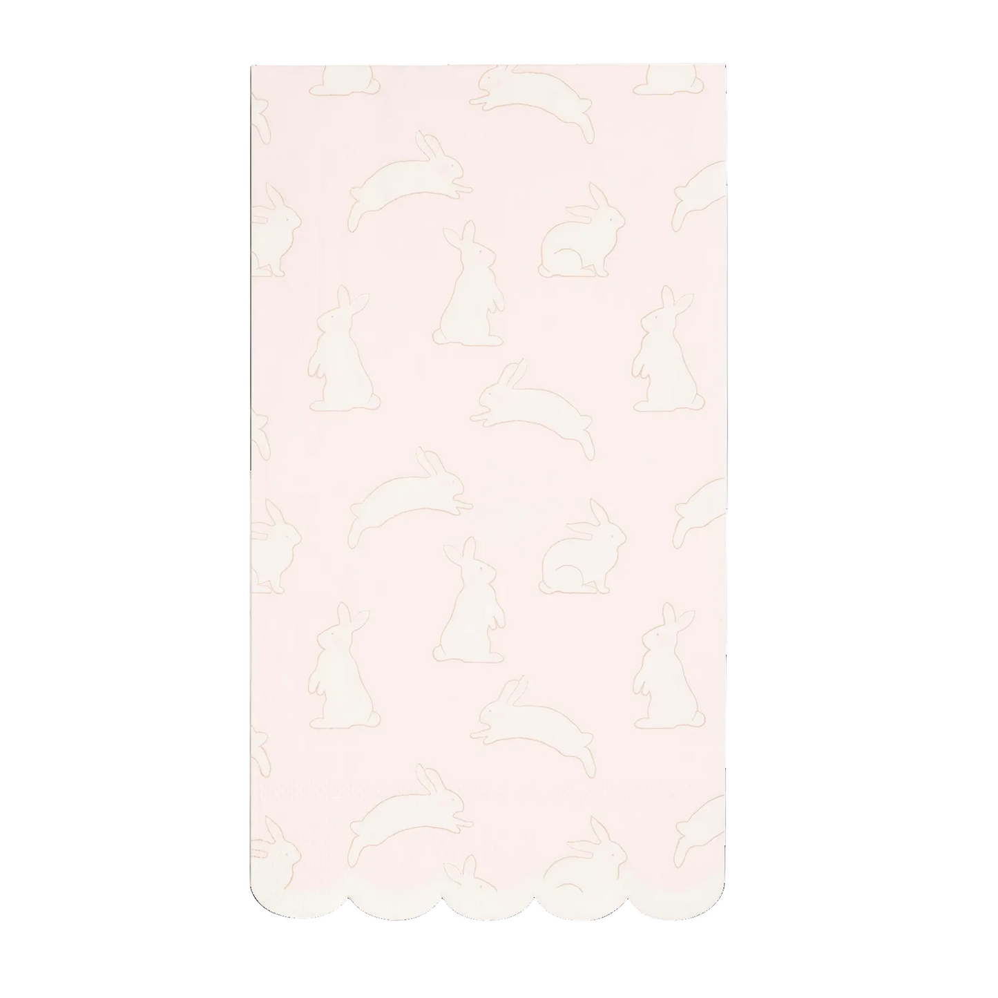 Bunny pattern dinner napkins with blush background and scalloped edge, sold in Toronto at Confetti My Party