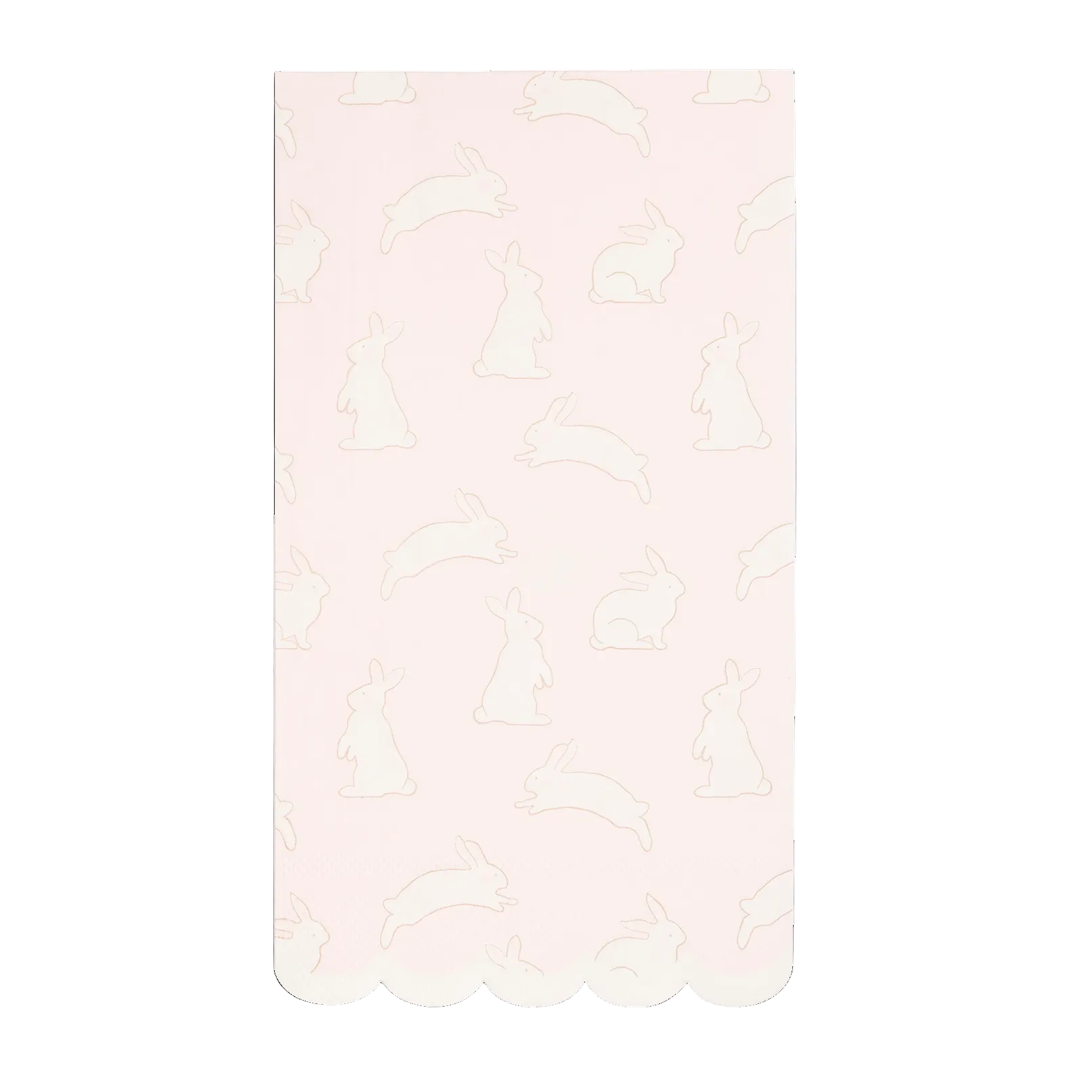Bunny pattern dinner napkins with blush background and scalloped edge, sold in Toronto at Confetti My Party
