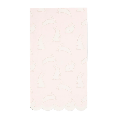 Bunny pattern dinner napkins with blush background and scalloped edge, sold in Toronto at Confetti My Party