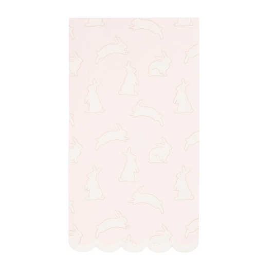 Bunny pattern dinner napkins with blush background and scalloped edge, sold in Toronto at Confetti My Party