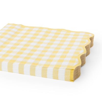 BUTTER YELLOW GINGHAM DINNER NAPKINS
