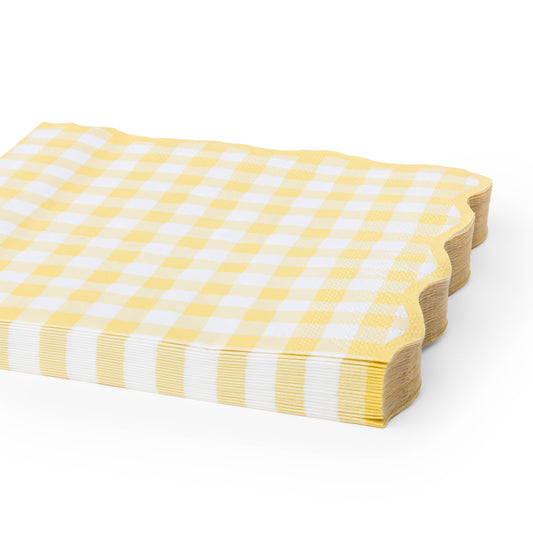 BUTTER YELLOW GINGHAM DINNER NAPKINS