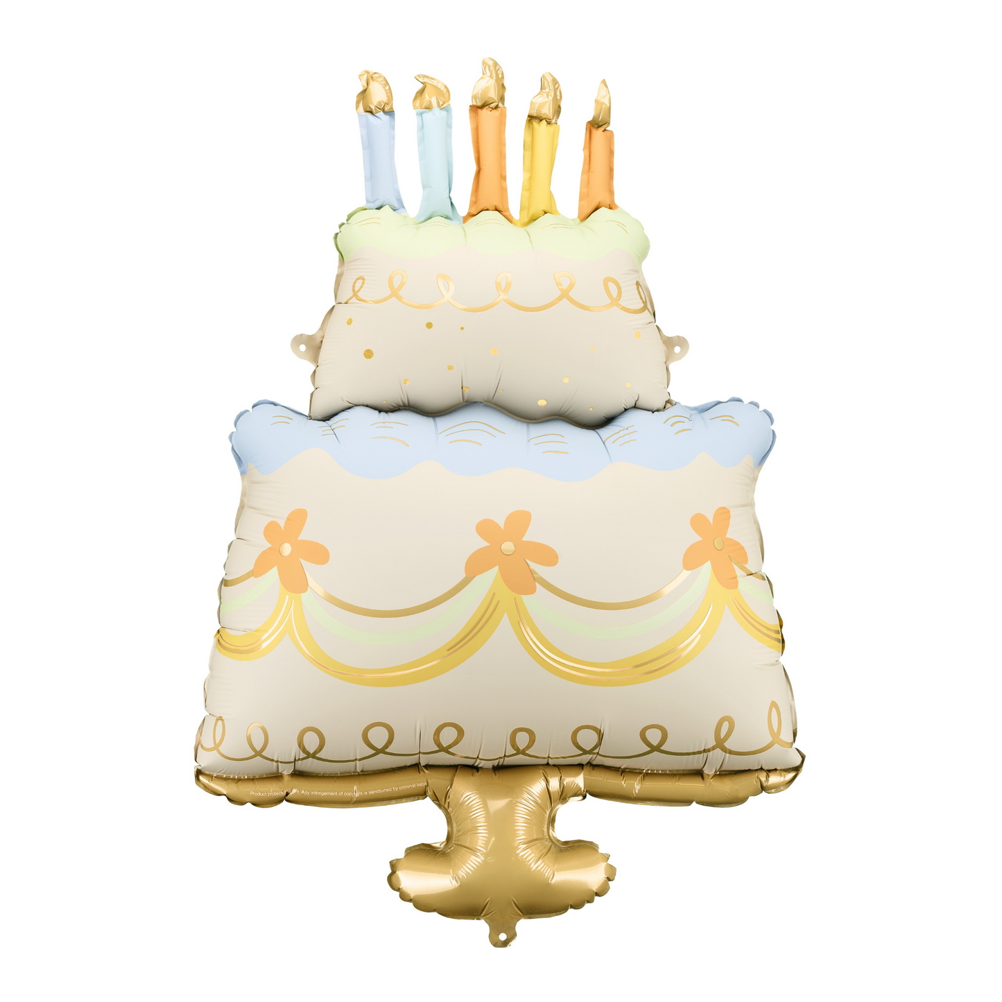 Cake-shaped foil balloon with pastel layers and candles, available in Toronto and shipping across Canada & USA
