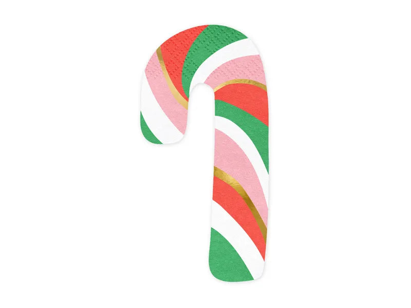 green, red, white, pink and gold striped candy cane paper napkins