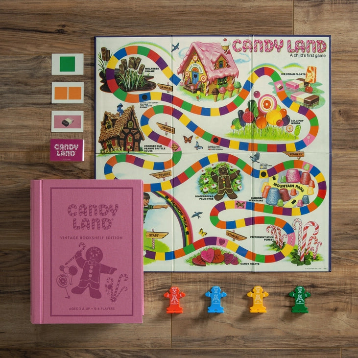 Candy Land game board, cards, and gingerbread pieces from vintage bookshelf edition, available in Toronto. Ships Canada-wide and USA.
