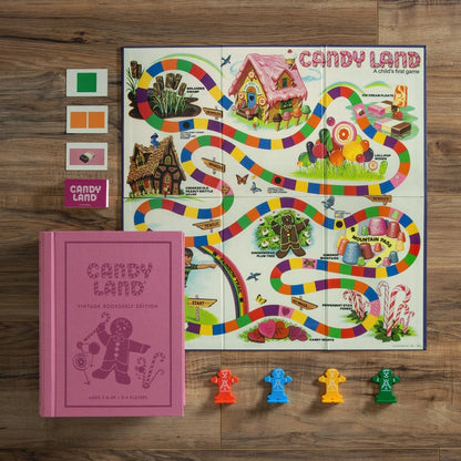 Candy Land game board, cards, and gingerbread pieces from vintage bookshelf edition, available in Toronto. Ships Canada-wide and USA.