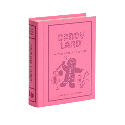 Candy Land Vintage Bookshelf Edition in pink linen book box, perfect for game night and decor. Sold in Toronto at Confetti My party and ships Canada-wide and USA.