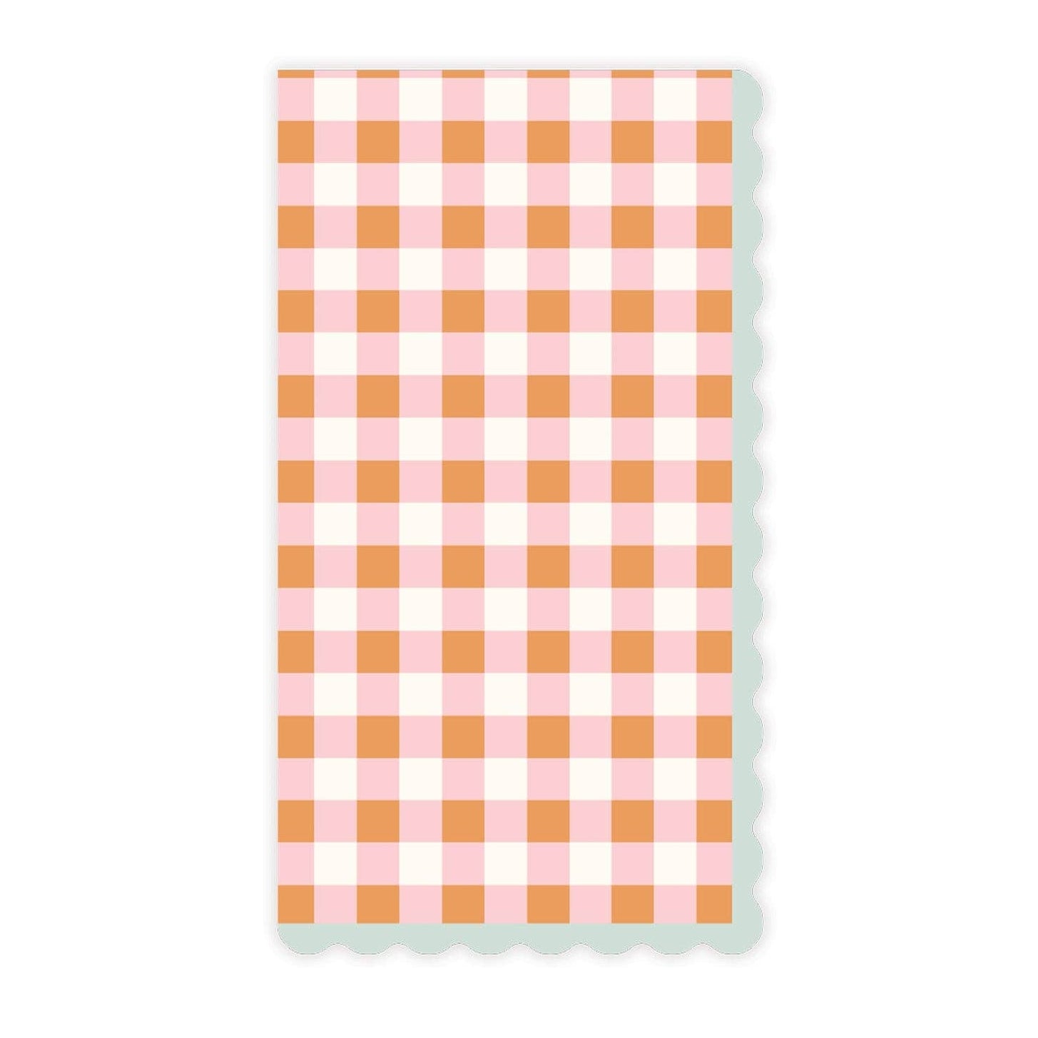 Carrot patch gingham dinner napkins with scalloped edges, sold in Toronto at Confetti My Party
