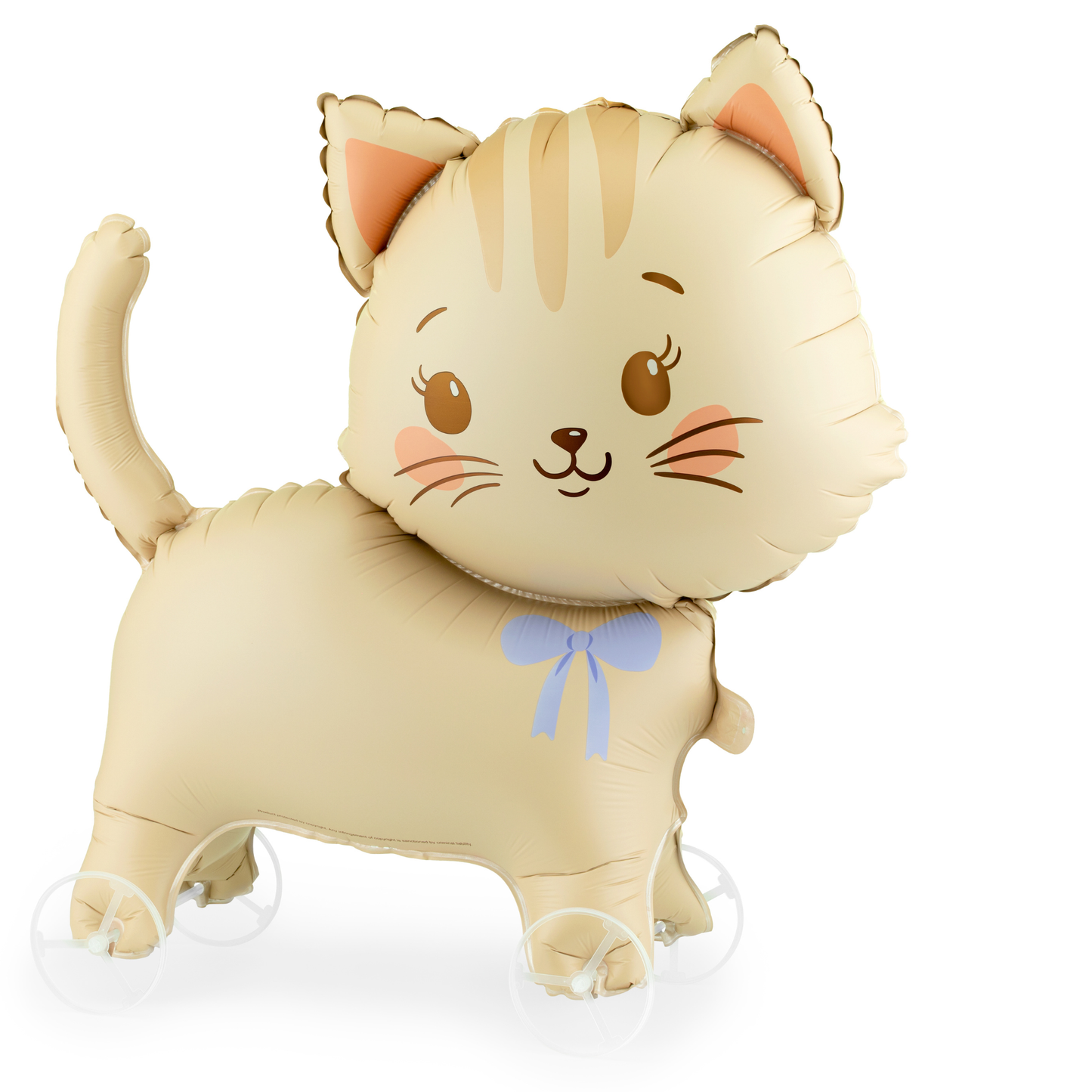 Cute cat foil balloon on wheels in soft beige tones available in Toronto and shipping across Canada